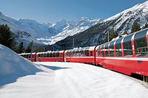berninaexpress alla curva Montebello del Morteratsch